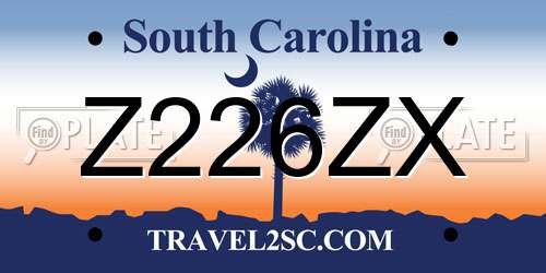 Z226ZX South Carolina License Plate