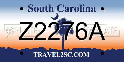 Z2276A South Carolina License Plate