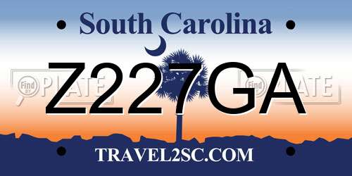 Z227GA South Carolina License Plate