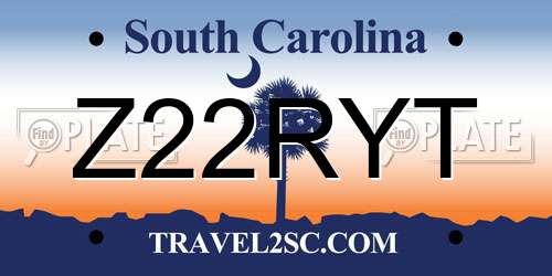 Z22RYT South Carolina License Plate