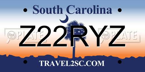 Z22RYZ South Carolina License Plate