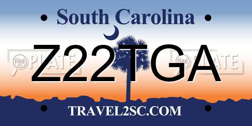 Z22TGA South Carolina License Plate