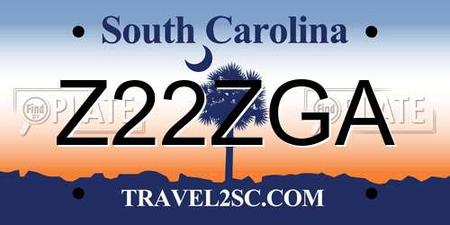 Z22ZGA South Carolina License Plate