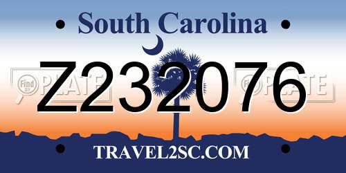 Z232076 South Carolina License Plate