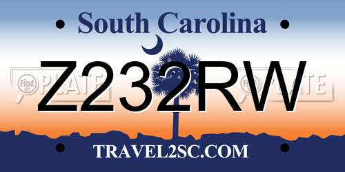 Z232RW South Carolina License Plate