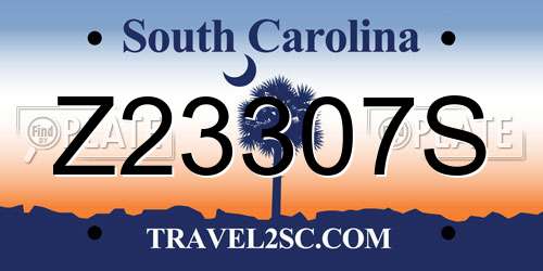Z23307S South Carolina License Plate