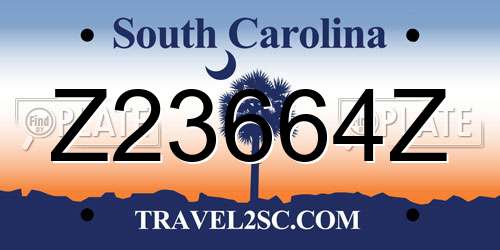 Z23664Z South Carolina License Plate