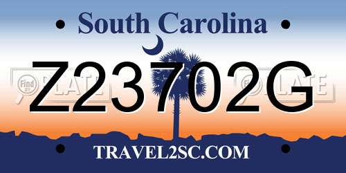 Z23702G South Carolina License Plate