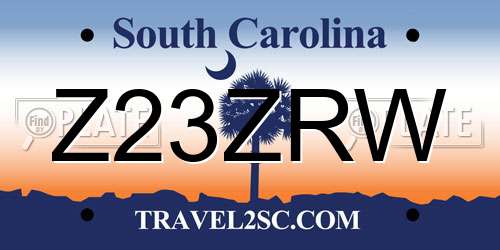 Z23ZRW South Carolina License Plate