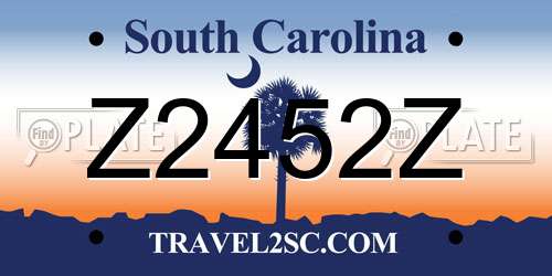 Z2452Z South Carolina License Plate