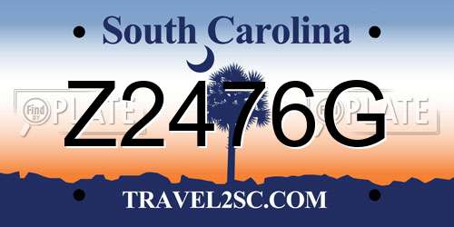 Z2476G South Carolina License Plate