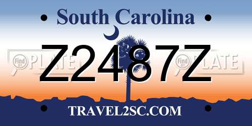 Z2487Z South Carolina License Plate
