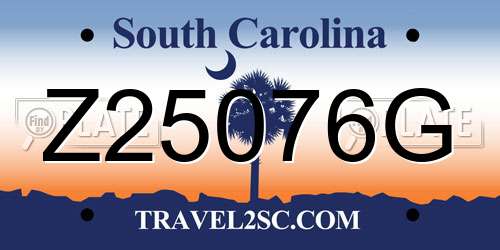 Z25076G South Carolina License Plate