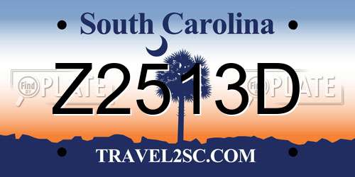 Z2513D South Carolina License Plate