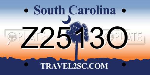Z2513O South Carolina License Plate