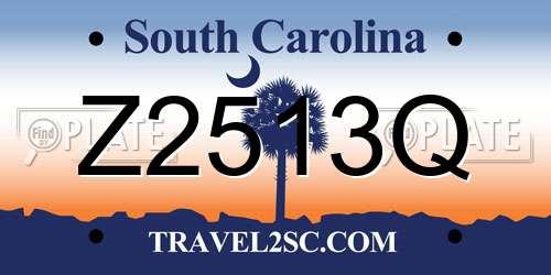 Z2513Q South Carolina License Plate