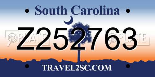 Z252763 South Carolina License Plate