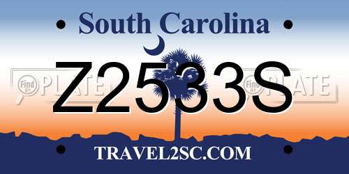 Z2533S South Carolina License Plate