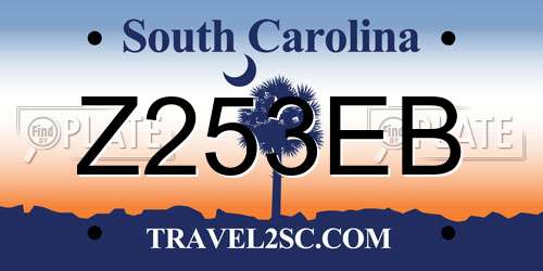 Z253EB South Carolina License Plate