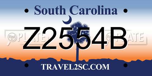 Z2554B South Carolina License Plate