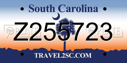 Z255723 South Carolina License Plate