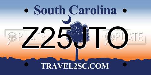 Z25JTO South Carolina License Plate