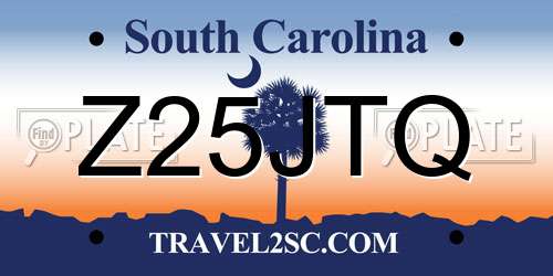 Z25JTQ South Carolina License Plate
