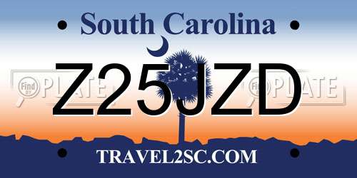 Z25JZD South Carolina License Plate