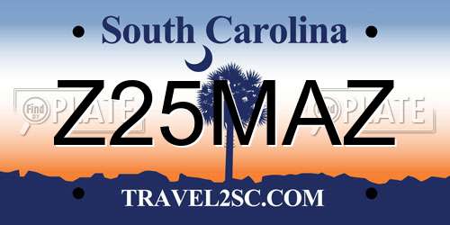 Z25MAZ South Carolina License Plate