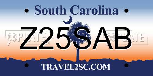 Z25SAB South Carolina License Plate