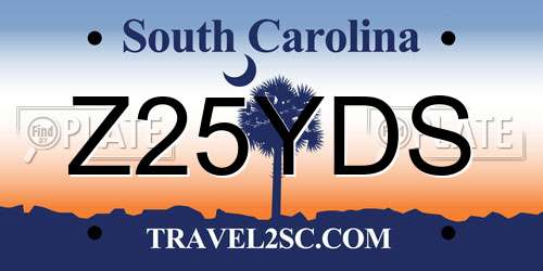 Z25YDS South Carolina License Plate