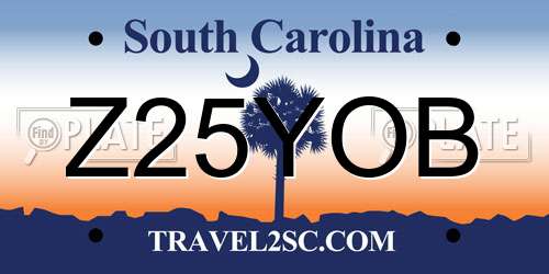 Z25YOB South Carolina License Plate