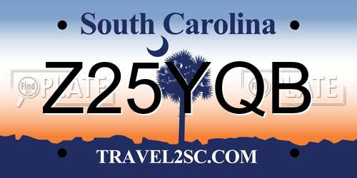 Z25YQB South Carolina License Plate
