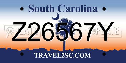 Z26567Y South Carolina License Plate