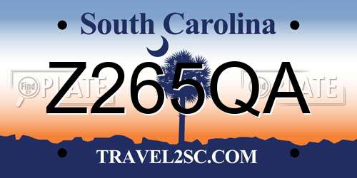 Z265QA South Carolina License Plate