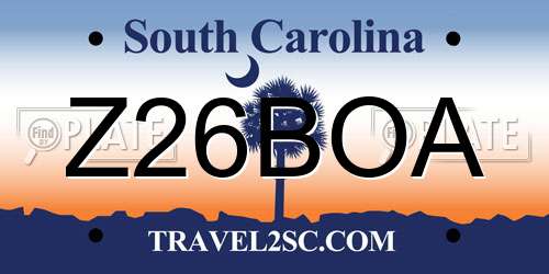 Z26BOA South Carolina License Plate