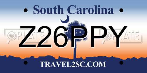 Z26PPY South Carolina License Plate