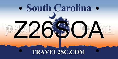 Z26SOA South Carolina License Plate