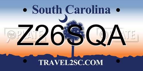 Z26SQA South Carolina License Plate