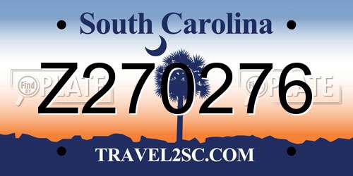 Z270276 South Carolina License Plate