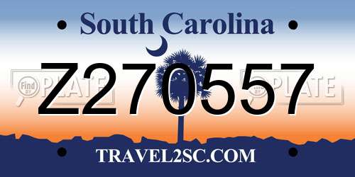 Z270557 South Carolina License Plate