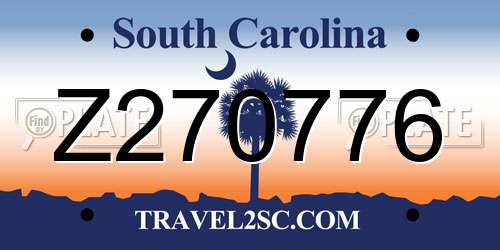 Z270776 South Carolina License Plate