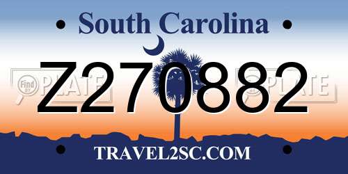 Z270882 South Carolina License Plate