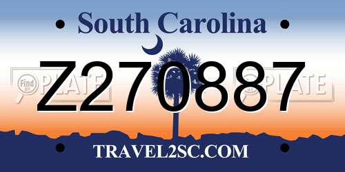 Z270887 South Carolina License Plate