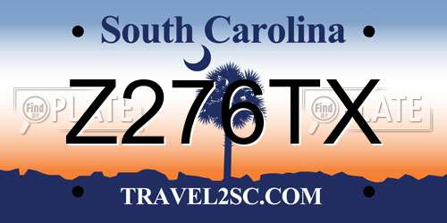 Z276TX South Carolina License Plate