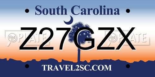 Z27GZX South Carolina License Plate