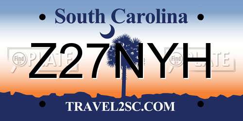 Z27NYH South Carolina License Plate