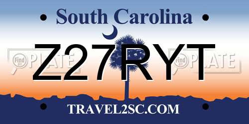 Z27RYT South Carolina License Plate
