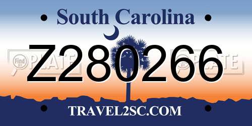 Z280266 South Carolina License Plate