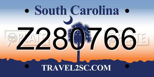 Z280766 South Carolina License Plate